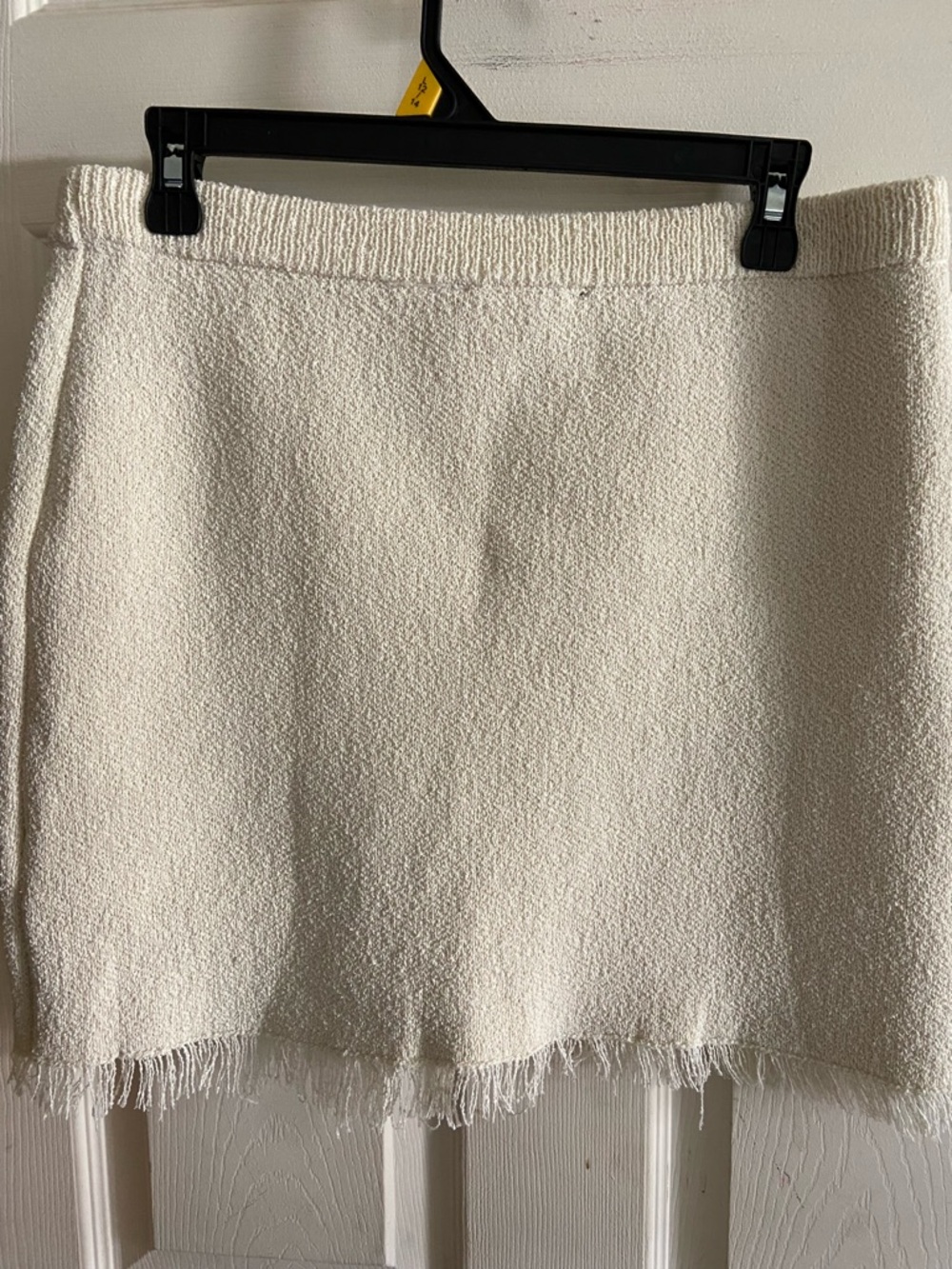 Zara Cream Bouclé Fringe Hem Mini Skirt